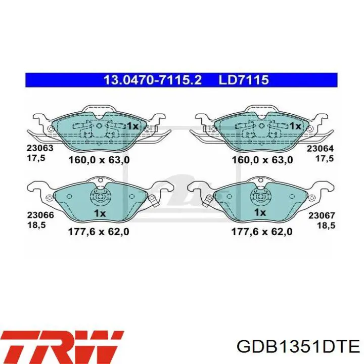Comprar GDB1351DTE TRW Pastillas delanteras de freno