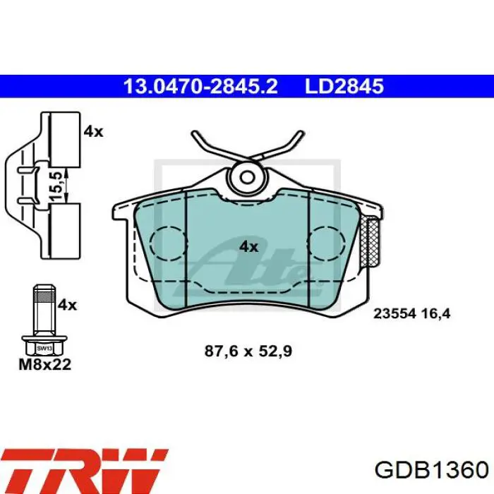 Pastillas de freno traseras Renault Scenic 1 JA0, JA1, FA0
