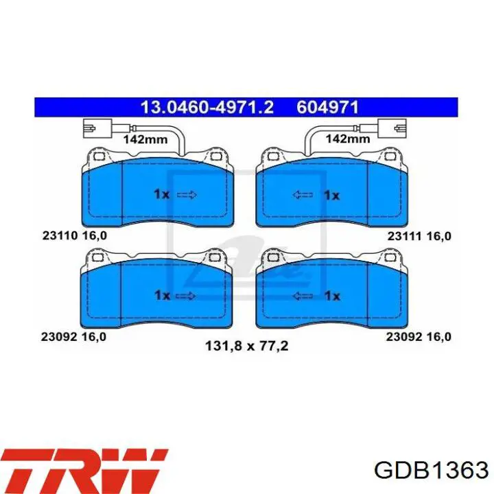 Pastillas de freno delanteras TRW GDB1363