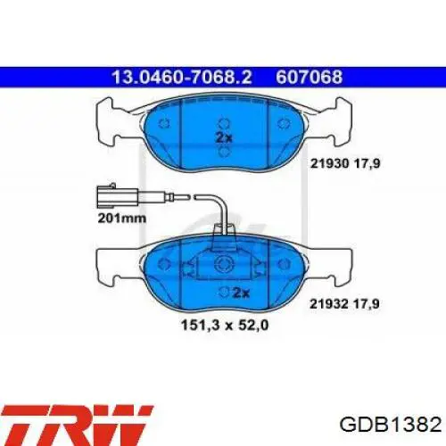 Pastillas de freno GDB1382 TRW