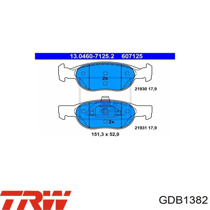 Comprar GDB1382 TRW Pastillas delanteras de freno