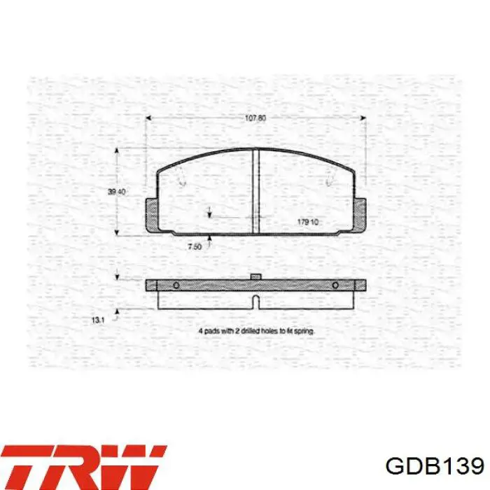 GDB139 TRW pastillas de freno delanteras