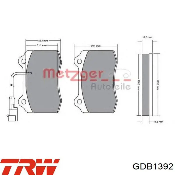 Comprar GDB1392 TRW Pastillas delanteras de freno