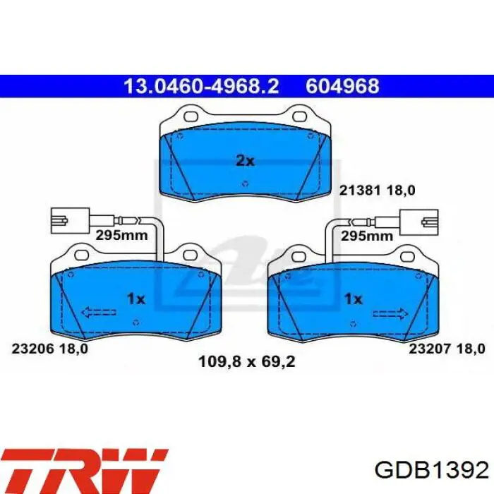 9949533 Fiat/Alfa/Lancia pastillas de freno delanteras