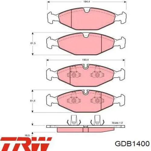Comprar GDB1400 TRW Pastillas delanteras de freno