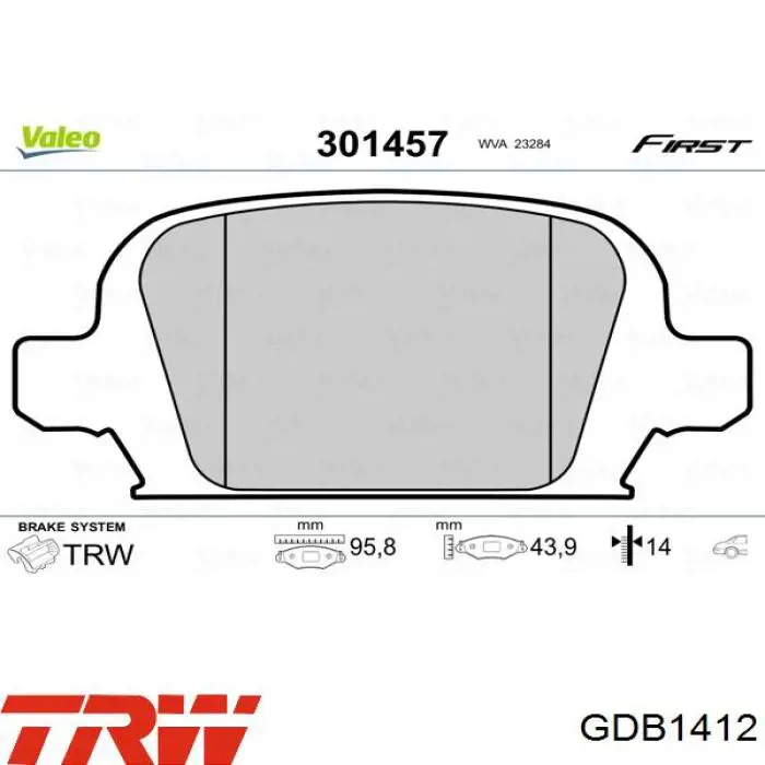 Pastillas traseras de freno TRW GDB1412 precio, desde 77,96 EUR