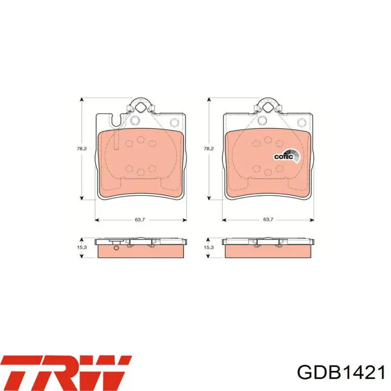 Comprar GDB1421 TRW Pastillas de freno traseras