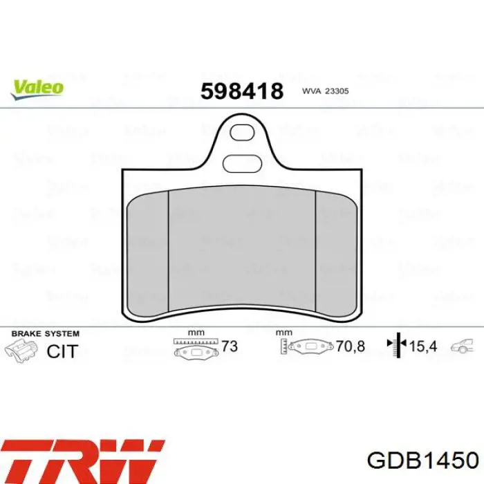 Pastillas de freno traseras GDB1450 TRW