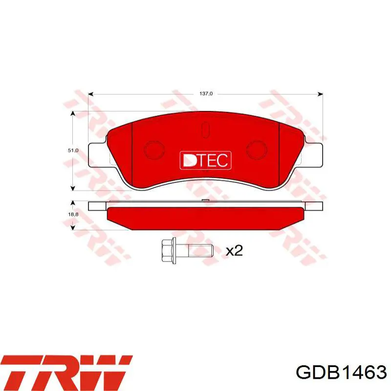 GDB1463 TRW Pastillas delanteras