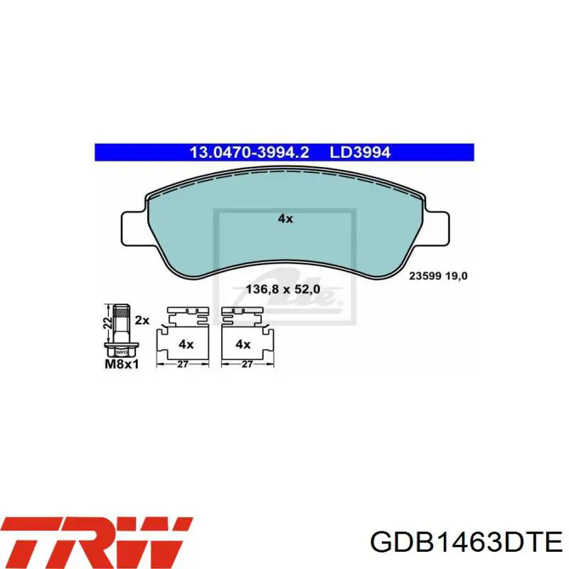 Comprar E172590 Peugeot/Citroen Pastillas delanteras de freno