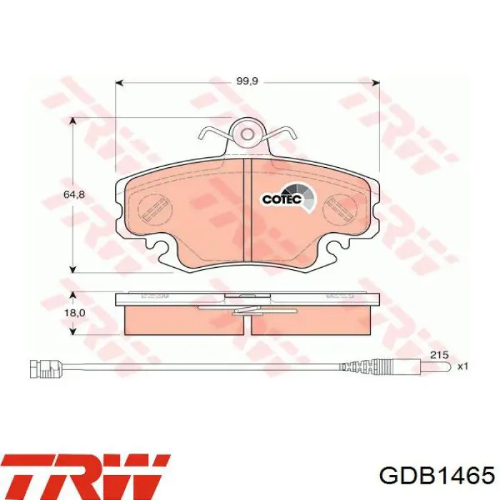 Comprar GDB1465 TRW Pastillas delanteras de freno