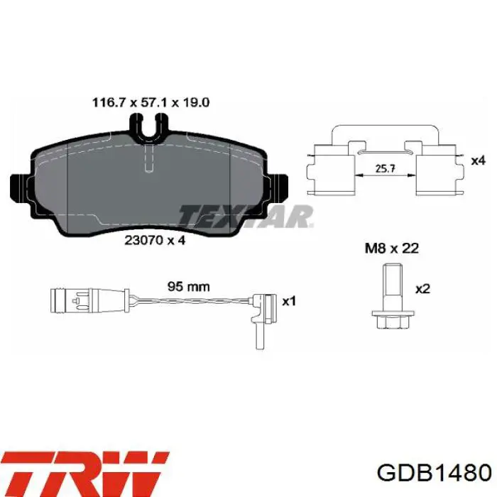 Pastillas de freno GDB1480 TRW