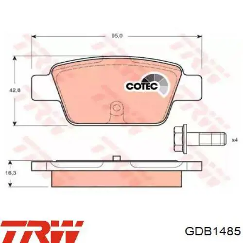 GDB1485 TRW Pastillas freno traseras