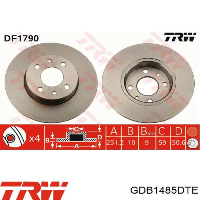 GDB1485DTE TRW pastillas de freno traseras