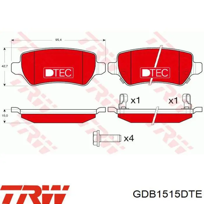 GDB1515DTE TRW pastillas de freno traseras