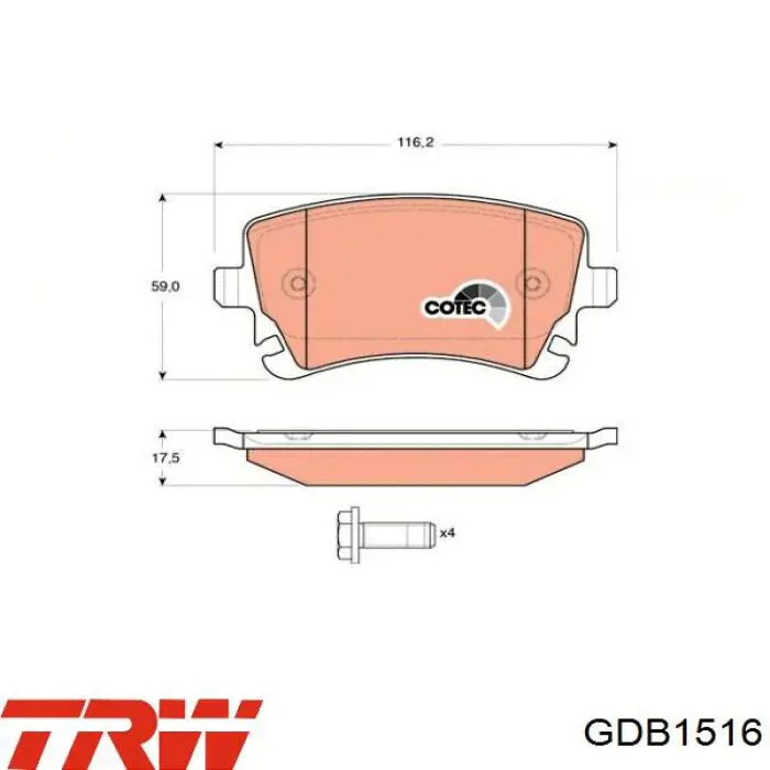 GDB1516 TRW Pastillas freno traseras