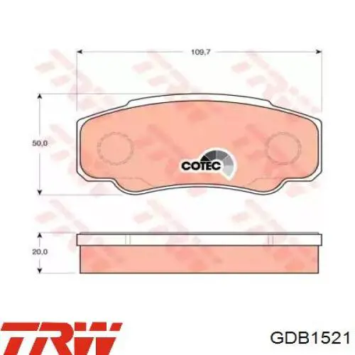 Pastillas de freno traseras GDB1521 TRW