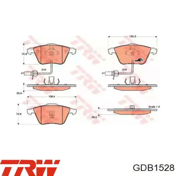 Pastillas de freno GDB1528 TRW