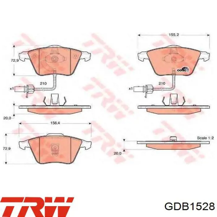 Comprar GDB1528 TRW Pastillas delanteras de freno