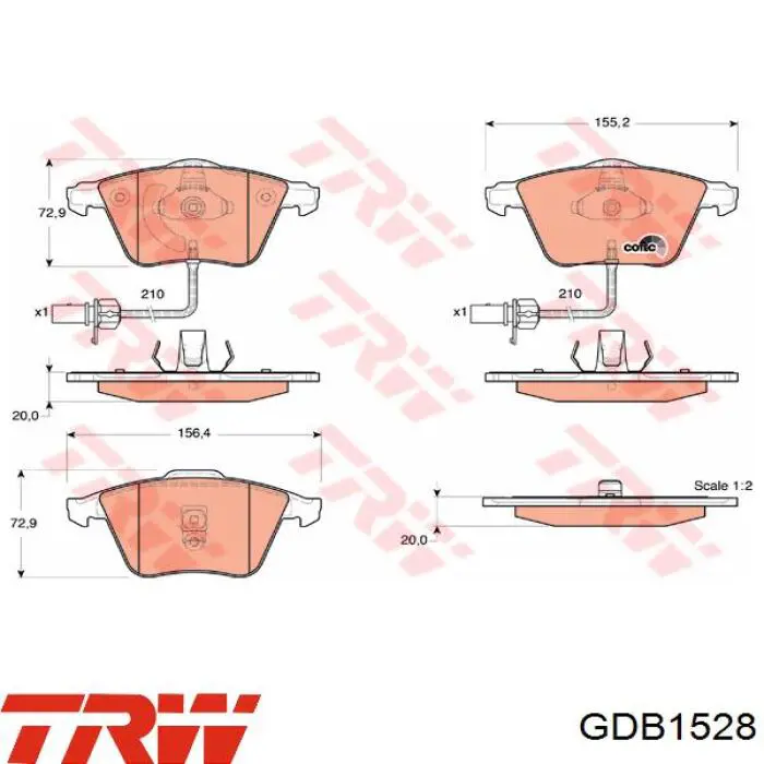 Pastillas de freno GDB1528 TRW
