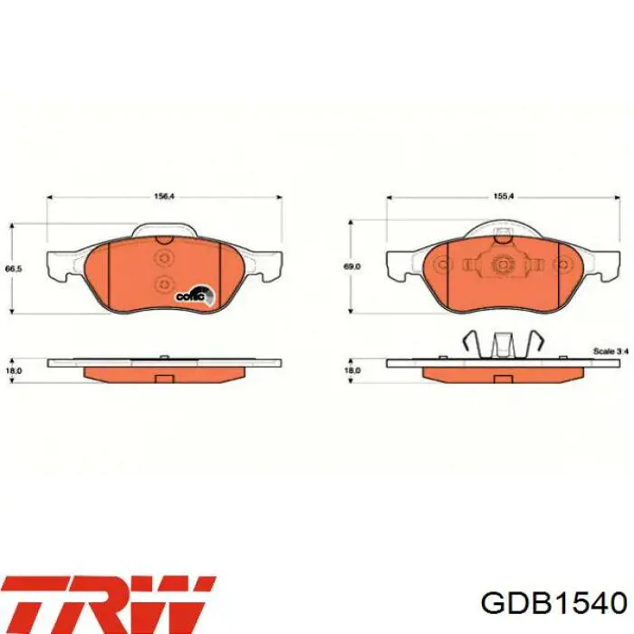 GDB1540 TRW pastillas de freno delanteras