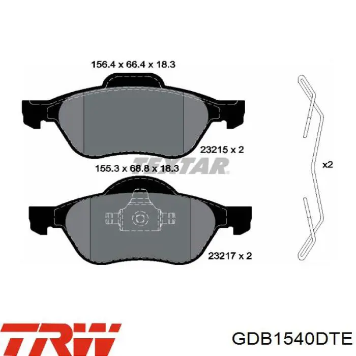 GDB1540DTE TRW pastillas de freno delanteras