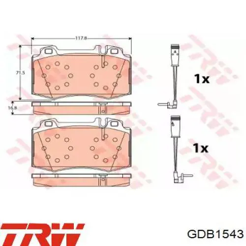 Pastillas de freno GDB1543 TRW