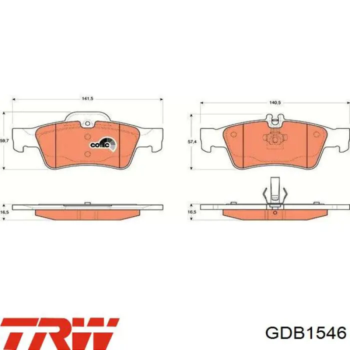 Comprar GDB1546 TRW Pastillas de freno traseras