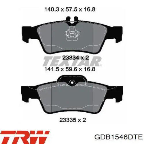 GDB1546DTE TRW pastillas de freno traseras