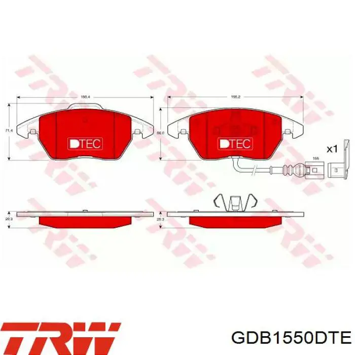 Comprar GDB1550DTE TRW Pastillas delanteras de freno