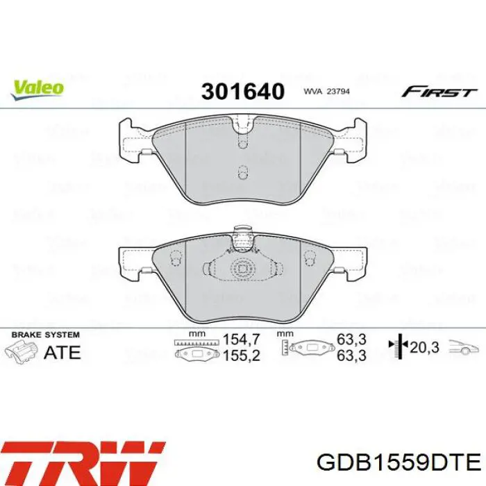Pastillas freno delanteras TRW GDB1559DTE precio, desde 39,96 EUR