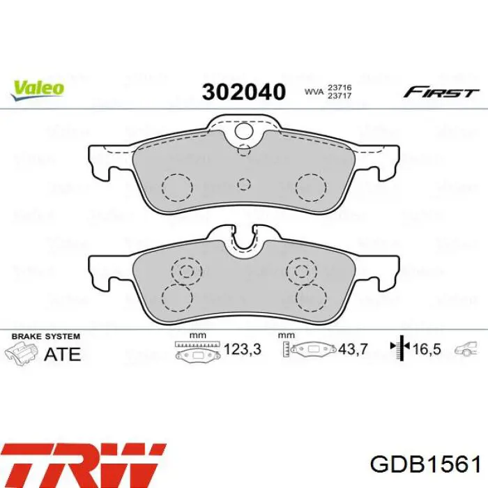 Pastillas traseras TRW GDB1561