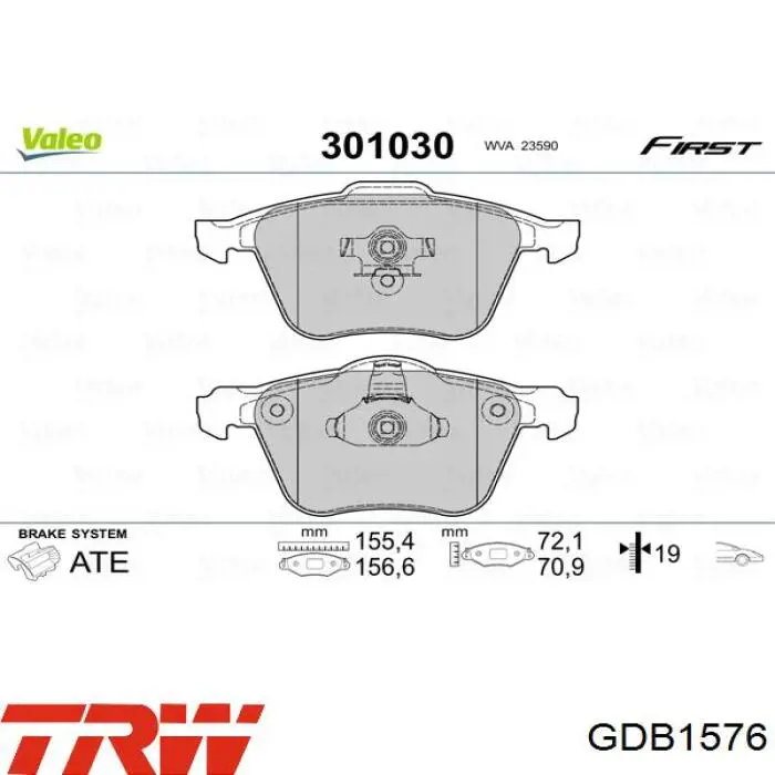 Comprar GDB1576 TRW Pastillas delanteras de freno