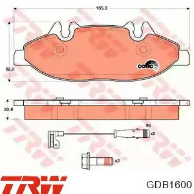 Pastillas de freno GDB1600 TRW