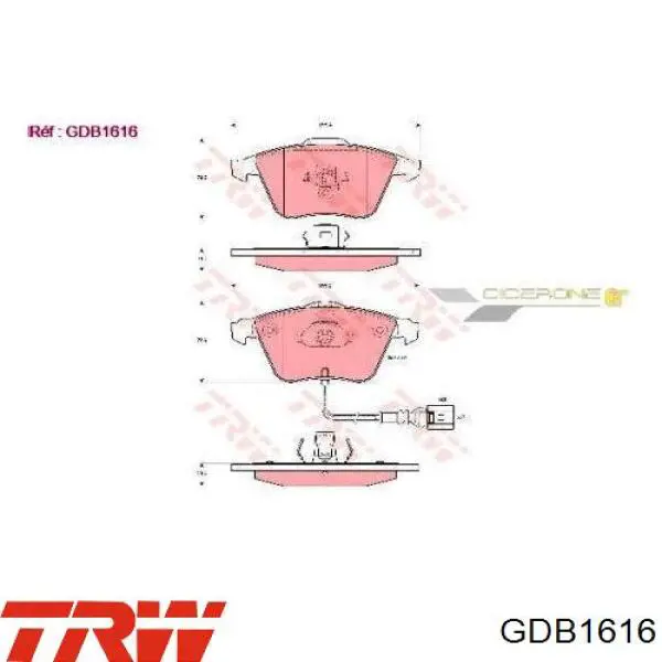 Comprar GDB1616 TRW Pastillas delanteras de freno
