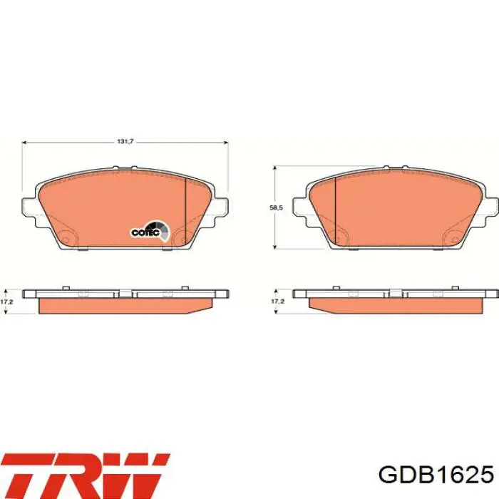 Pastillas de freno GDB1625 TRW