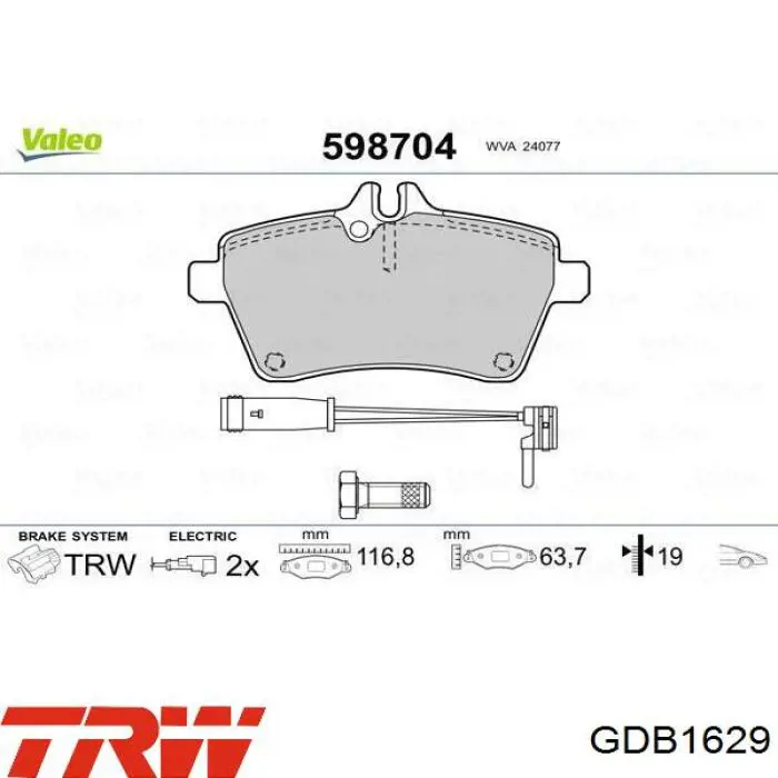 Pastillas de freno GDB1629 TRW