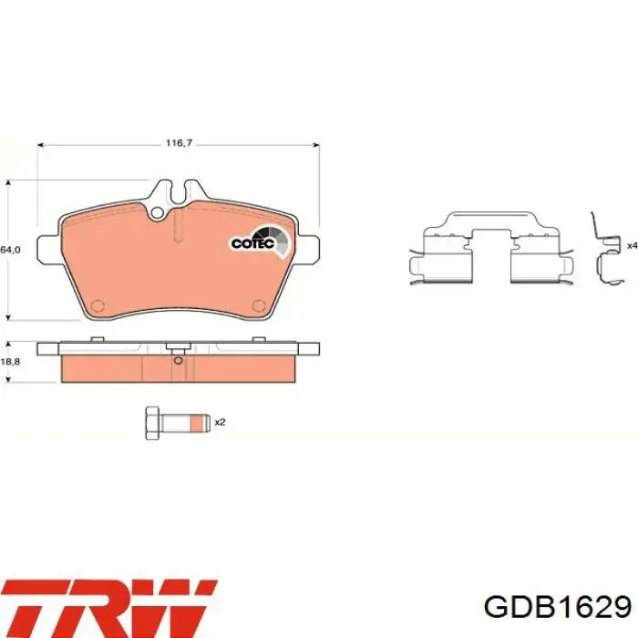 GDB1629 TRW pastillas de freno delanteras