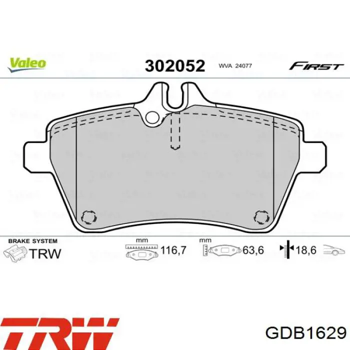 Comprar GDB1629 TRW Pastillas delanteras de freno