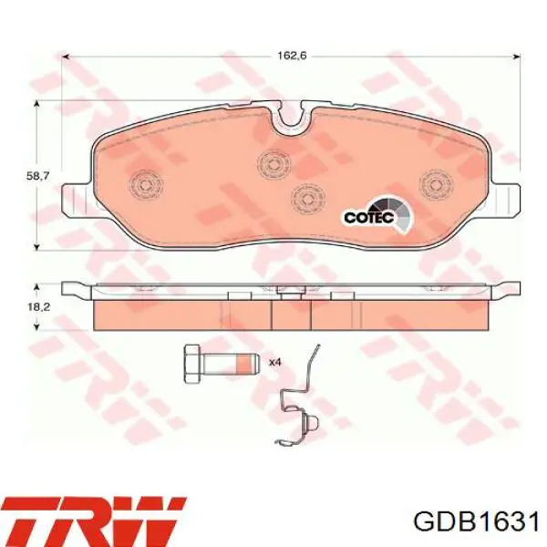 GDB1631 TRW pastillas de freno delanteras