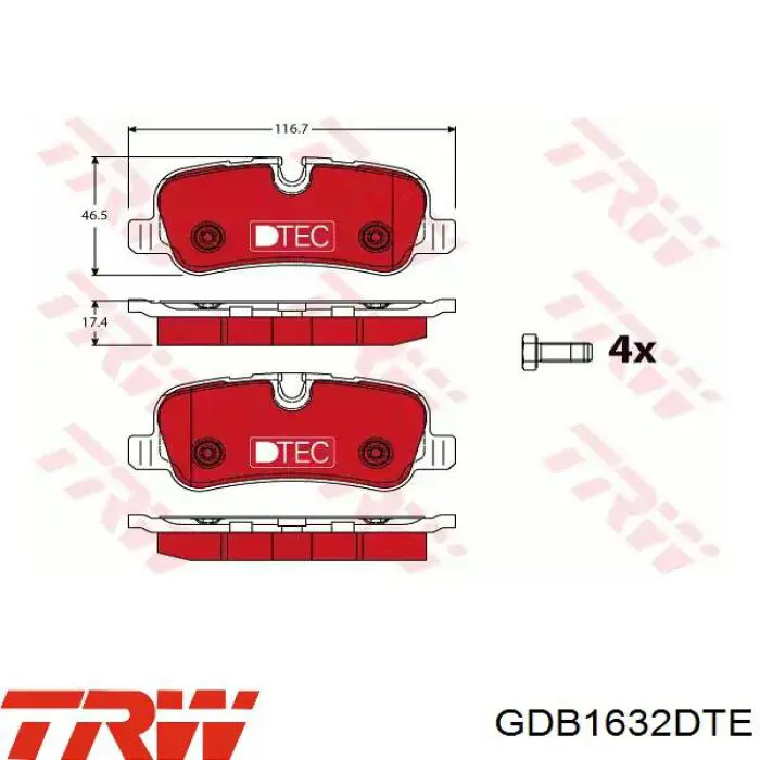 Comprar GDB1632DTE TRW Pastillas de freno traseras