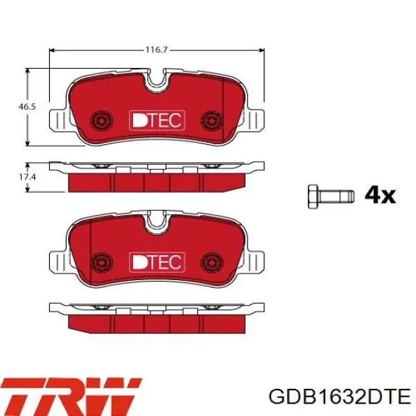 GDB1632DTE TRW pastillas de freno traseras