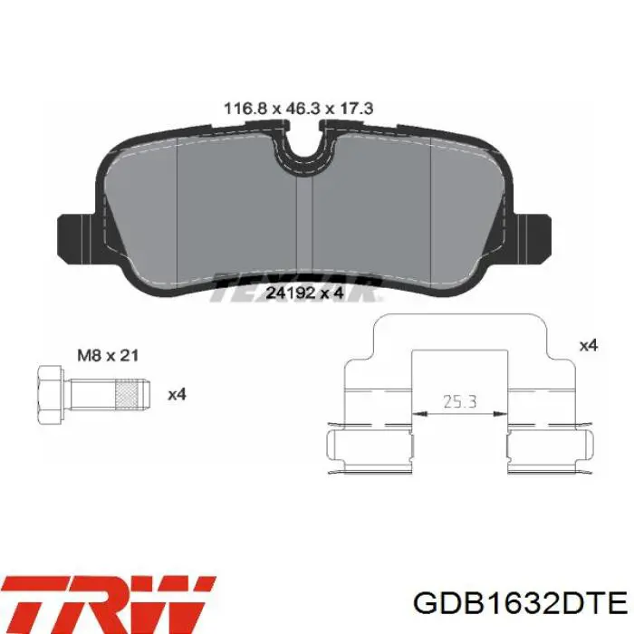 Pastillas traseras de freno TRW GDB1632DTE precio, desde 26,47 EUR