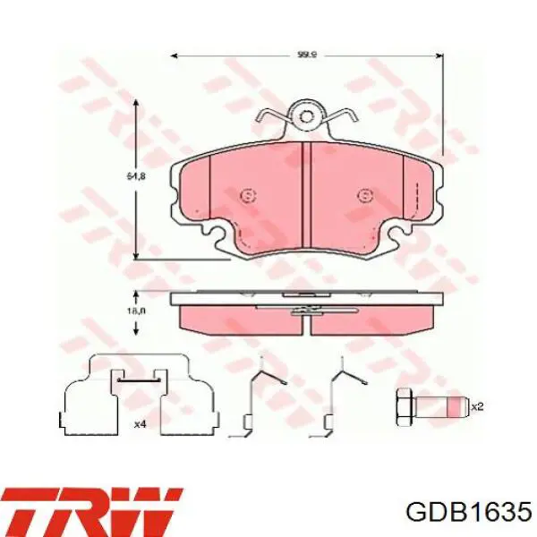GDB1635 TRW pastillas de freno delanteras