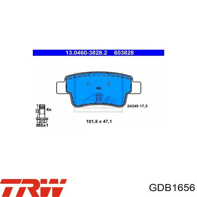 Pastillas de freno traseras GDB1656 TRW