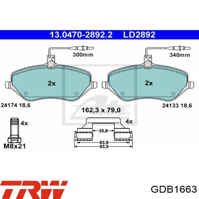 Comprar GDB1663 TRW Pastillas delanteras de freno