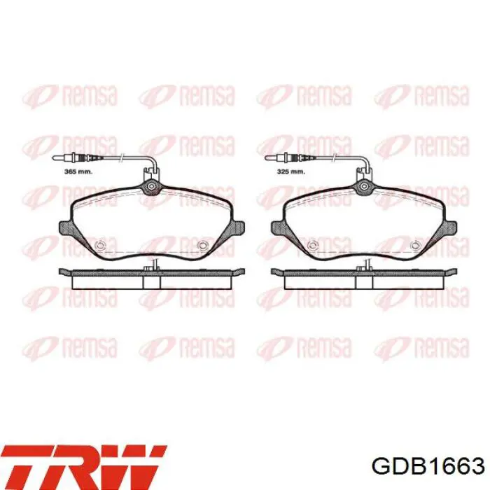 Pastillas de freno GDB1663 TRW