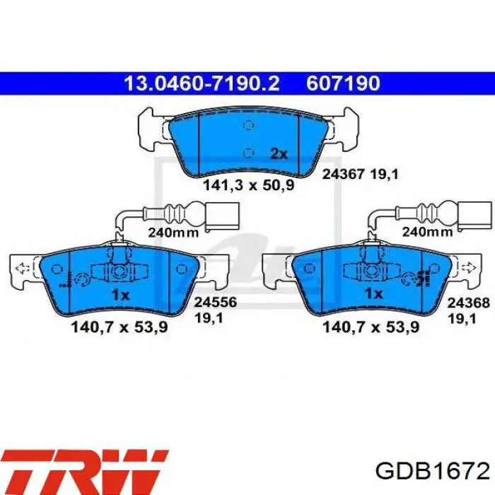 Comprar GDB1672 TRW Pastillas de freno traseras