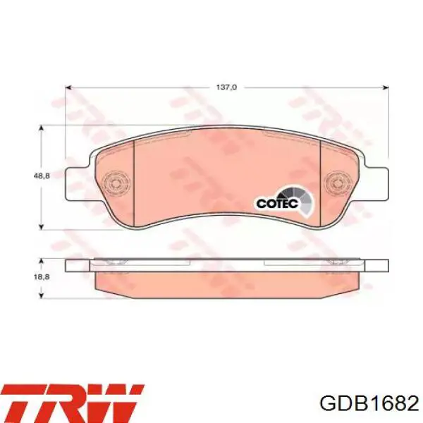 GDB1682 TRW Pastillas freno traseras