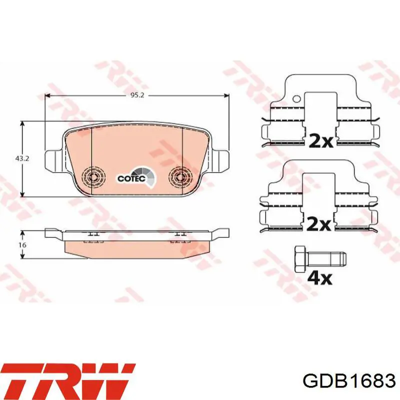 Comprar GDB1683 TRW Pastillas delanteras de freno